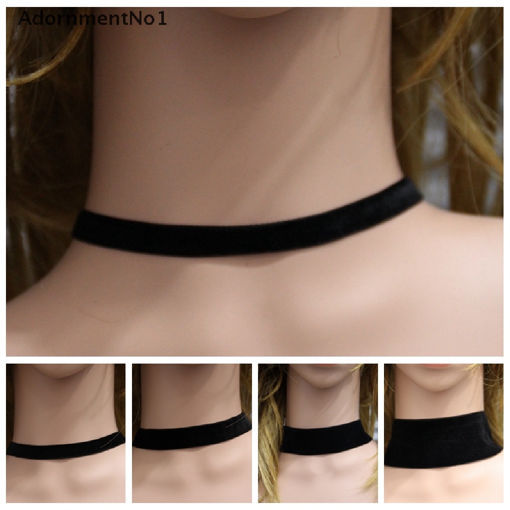 (AdornmentNo1) Kalung Choker Handmade Bahan Velvet Warna Hitam Gaya Gothic Retro Untuk Wanita