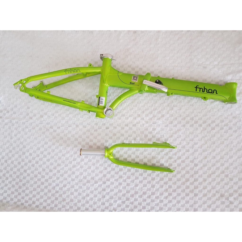 Frame set &amp; handle post FNHON BLAST hijau Discbrake 20inc New Db sepeda lipat alloy