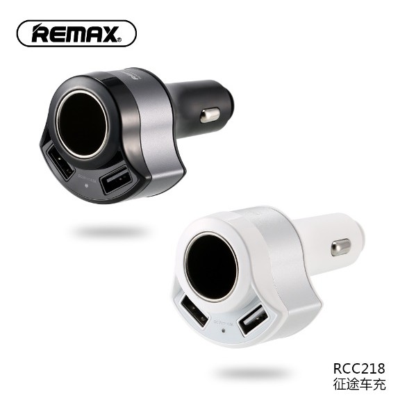 REMAX RCC218 JourneyCar Output 4.8A Car Charger 2 Port USB plus Socket Lighter Charger Mobil 3 in 1