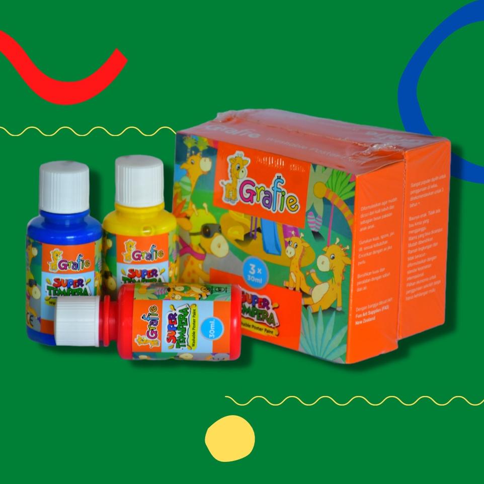 

(LiT➤) ★★ GRAFIE Super Tempera 3 Warna @30ml Cat Finger Painting //Siap order