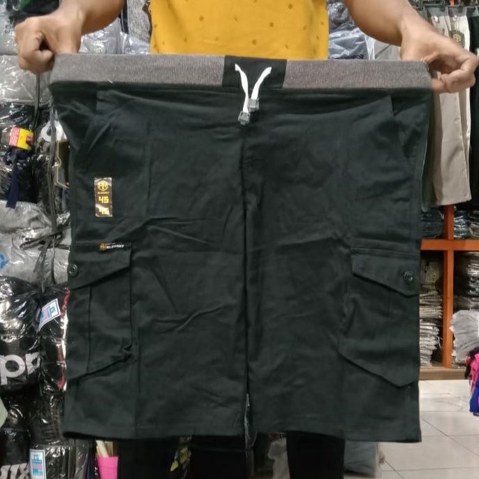 Celana Cargo Pendek Pria Model Pinggang Kolor RIP Jumbo Big Size Bahan Katun Twill Premium  Melar Ukuran 28 sampai 45