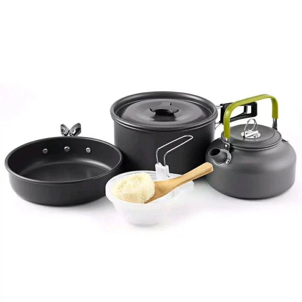 【Bisa COD】 Nesting Cooking Set 3 Susun 4 Orang ~ Teko | Alat Masak Portable DS SY 300 301 308