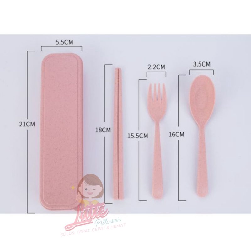 CUTLERY sendok garpu sumpit set portable jerami Murah - set alat makan lengkap praktis