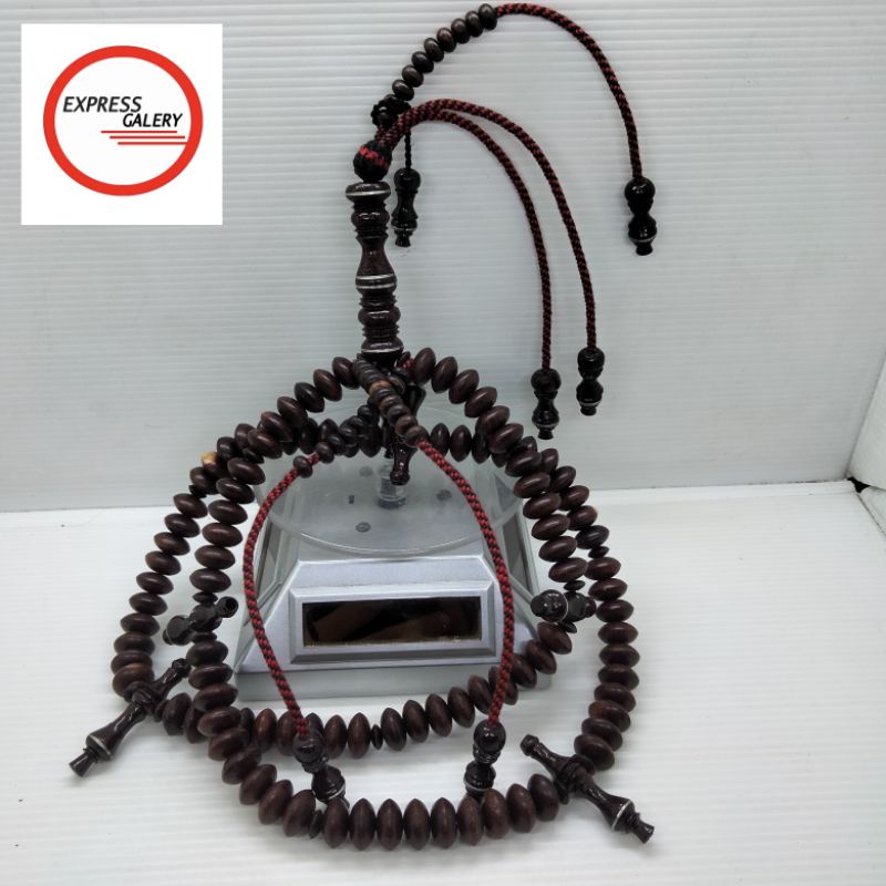 tasbih tijani kayu galih asem full benang rajut X38