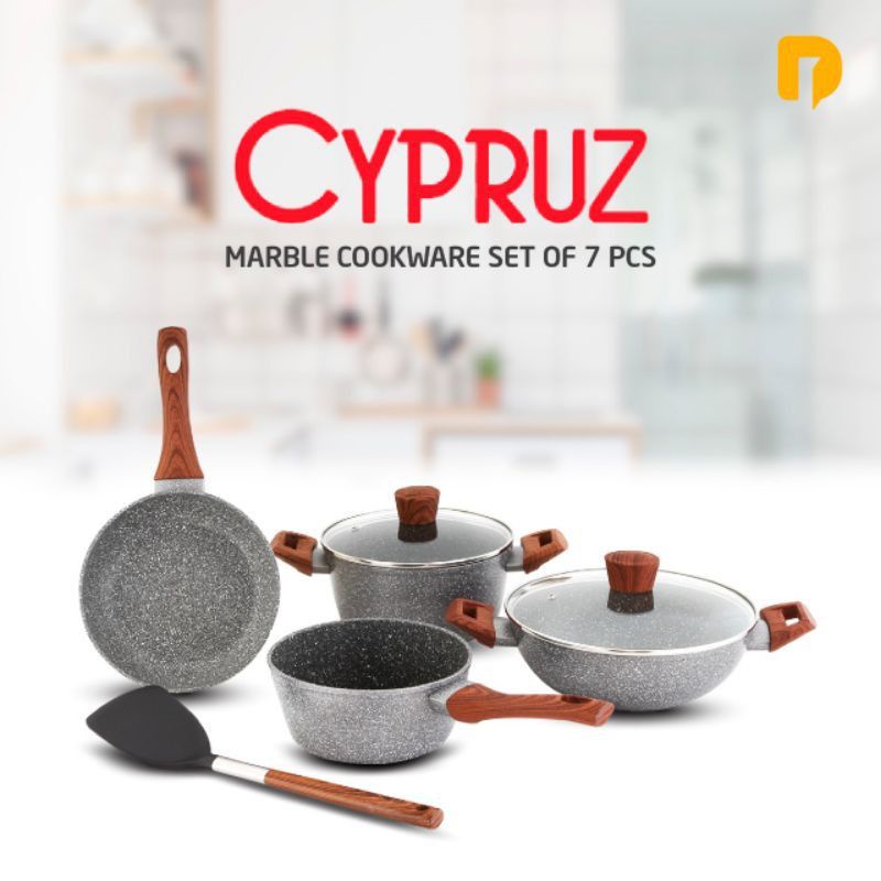 CYPRUZ MARBLE COOKWARE SET / PERALATAN MEMASAK KEKINIAN SERBAGUNA CYPRUZ