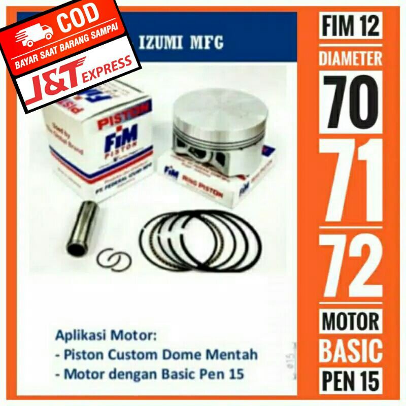 Piston Kit Seher Set FIM 12 Custom Hi Dome Mentah Diameter Dia D 70 71 72 Pen Pin 15