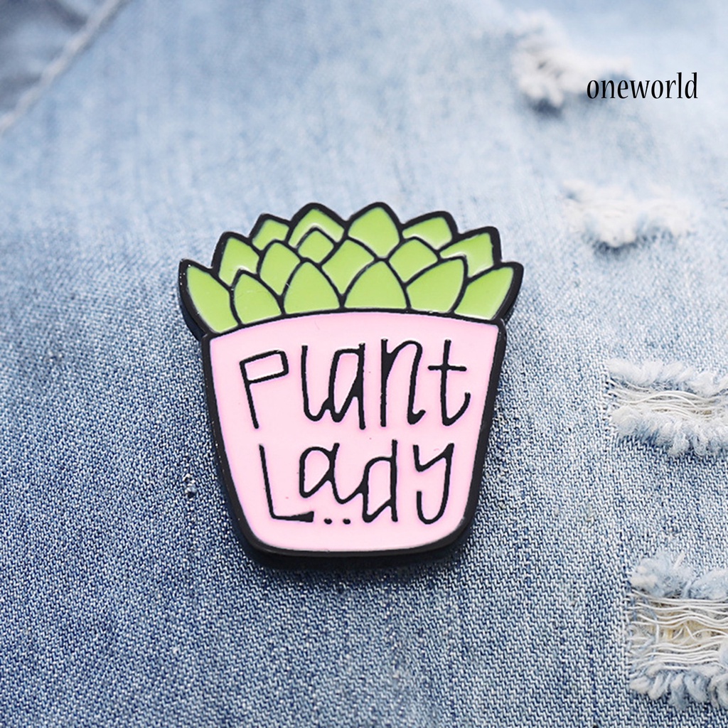 OW@ Enamel Brooch Lightweight Decoration Portable Succulent Letter Enamel Brooch Pin for Gift