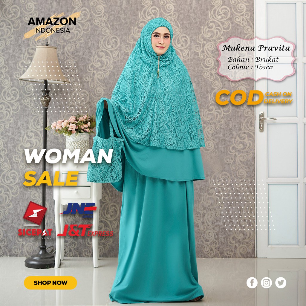 MUKENA WANITA DEWASA WARNA TOSCA BAHAN SPANDEK LAPIS FULL BRUKAT IMPORT ORIGINAL BEST QUALITY MURAH