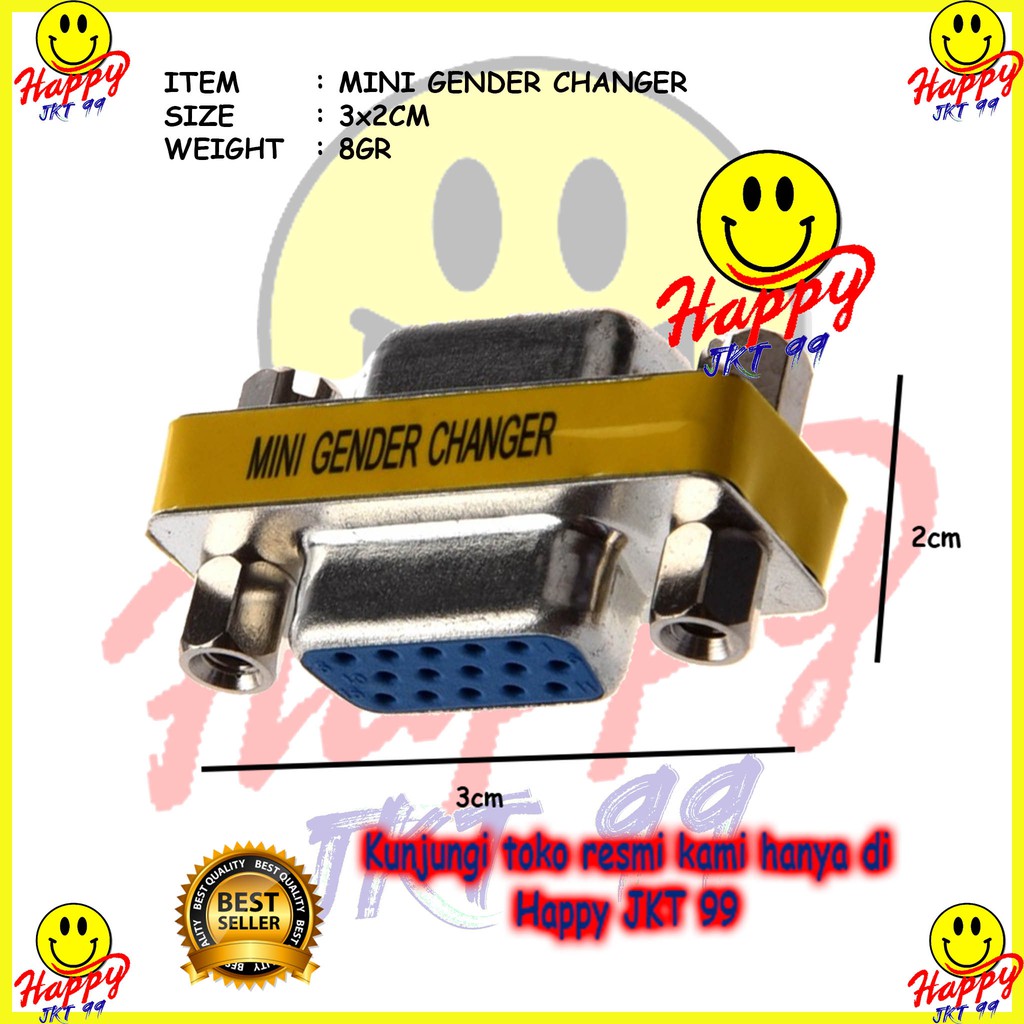 [ HAPPY JKT 99 ] CONVERTER KONEKTOR SAMBUNGAN VGA FEMALE TO FEMALE ORIGINAL