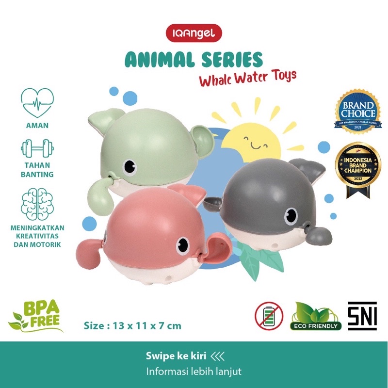 IQ Angel whale water toy mainan renang mandi anak