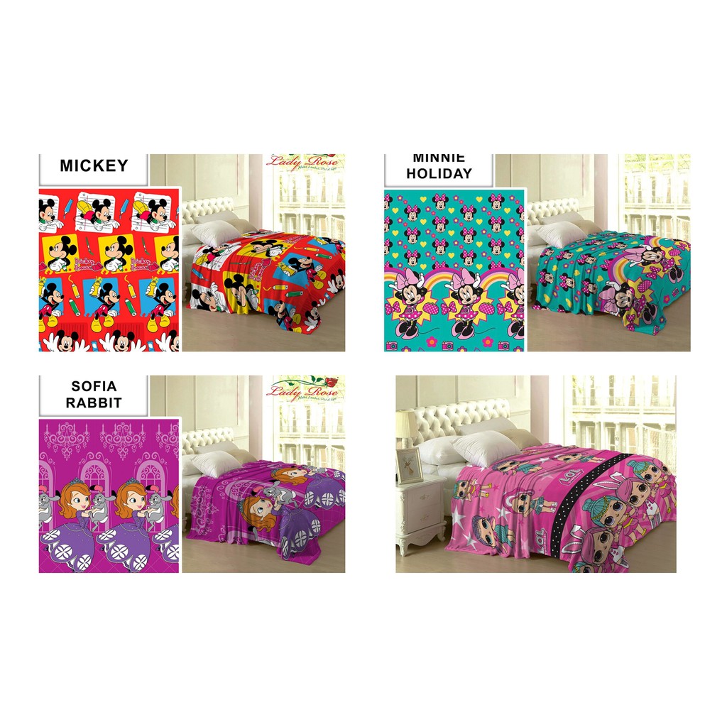 Selimut Lady Rose Mickey Minnie Sofia LOL - 160x200cm