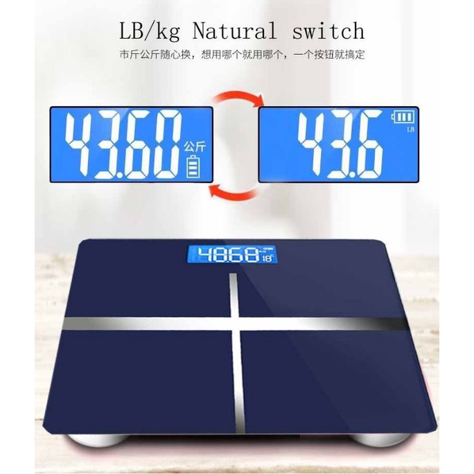 Timbangan Badan Digital 180Kg Indikator LCD Kaca Tempered Body Scale