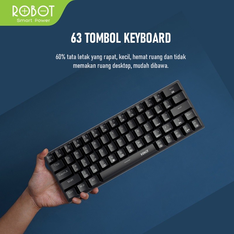 ROBOT KB20 Keyboard Wired Mechanical 63 Keys Rainbow Backlighting