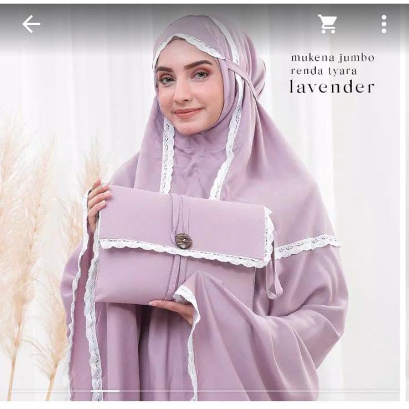 mukena renda tyara warna lavender