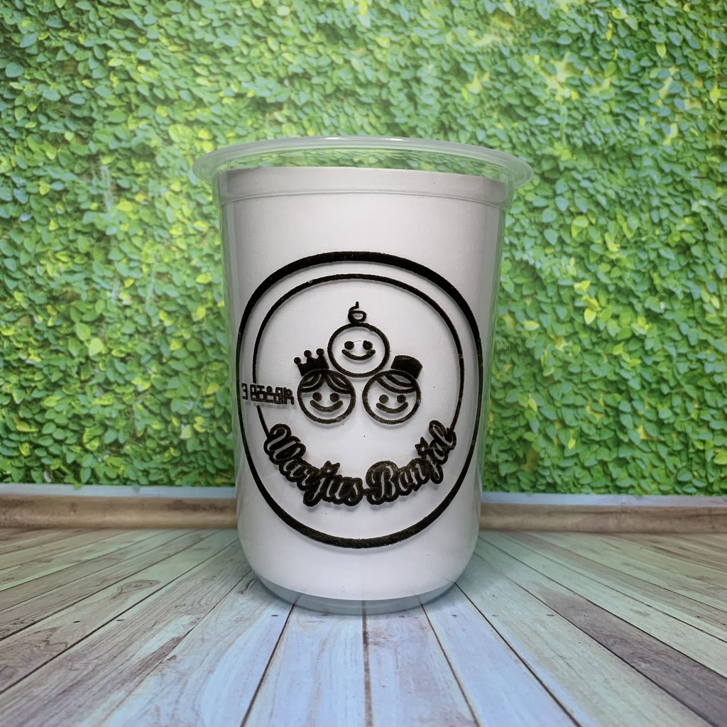 Sablon Gelas Oval 16oz 8 gram Starindo SJP Cup Plastik Murah Custom Dua Sisi Boba Thai Tea