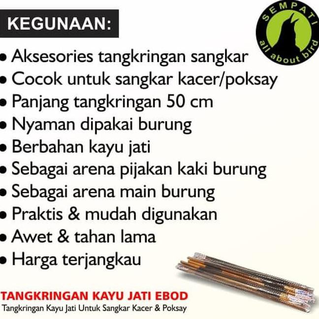 Tangkringan Sangkar Burung Kacer Poksay Jati Ebod Jaya Shopee