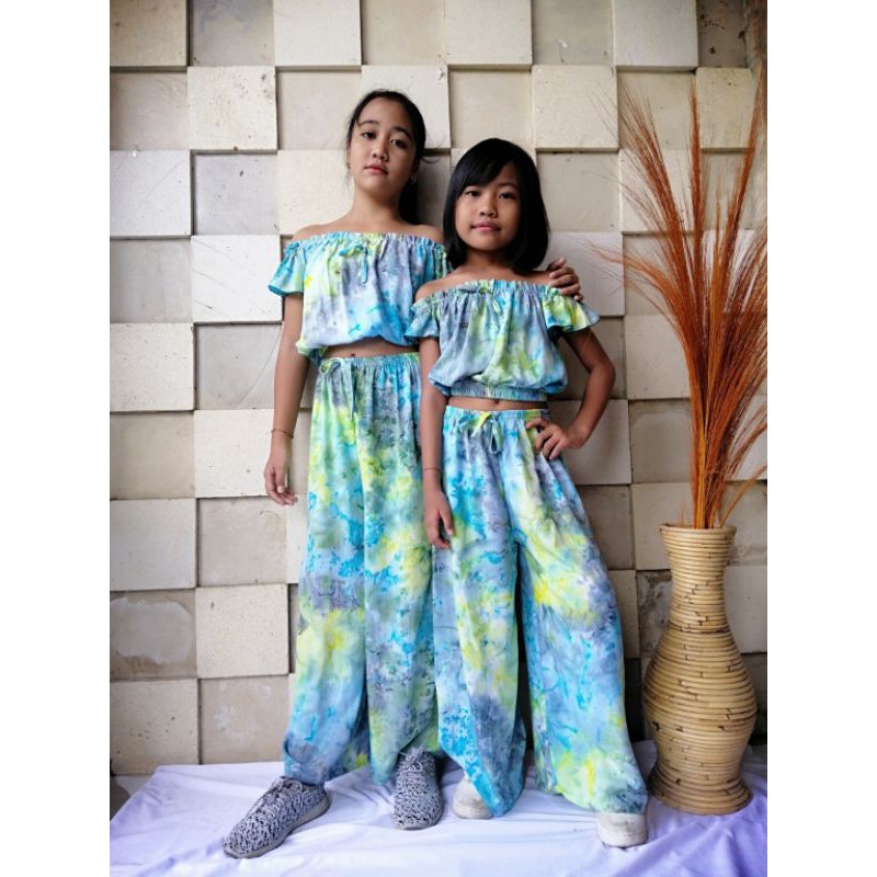 Set Zelia Kulot Crop Top Tie Dye (6-14 th)