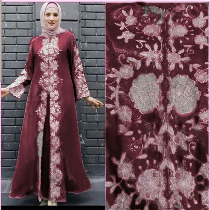 TERBARU      Gamis / Maxi / Baju Pesta Wanita Muslim Mulan Full Bordir Mewah HQ