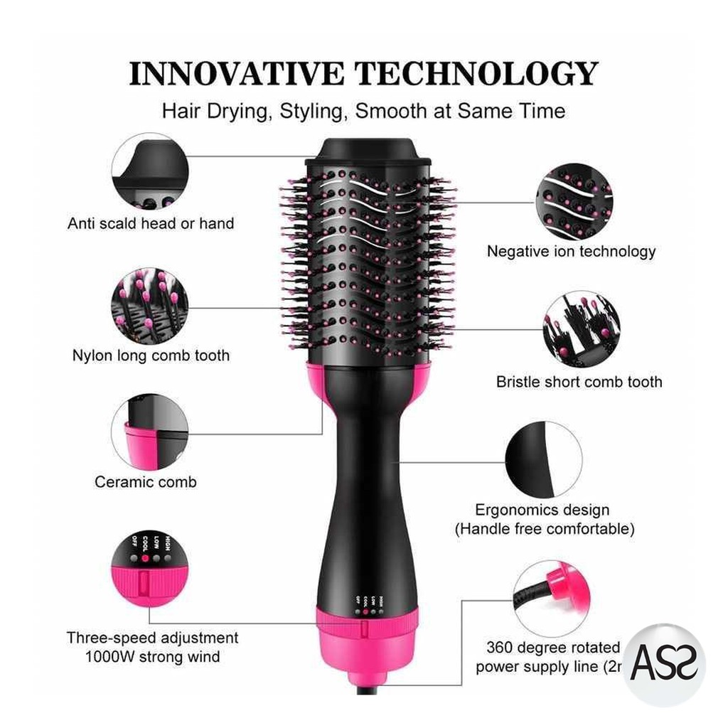 ASS Shop - OLOEY Sisir Roller Hair Dryer Rambut 2in1 Volumizer Curler Comb WB-336