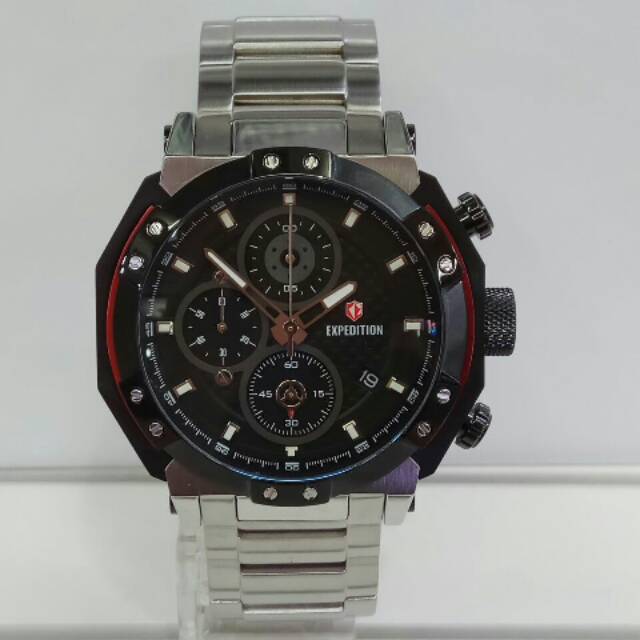 Jam tangan expedition e6385 pria silver black