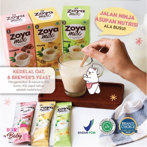 Mama Bear Zoya Mix Susu Pelancar ASI Milk Booster Banana Melon Coklat Berry Mart