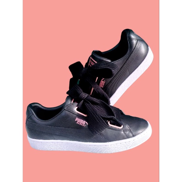 Puma Basket Heart Patent Leather Black/rose gold/Woman/ORIGINAL/KULIT/second/bekas/rare/hitam