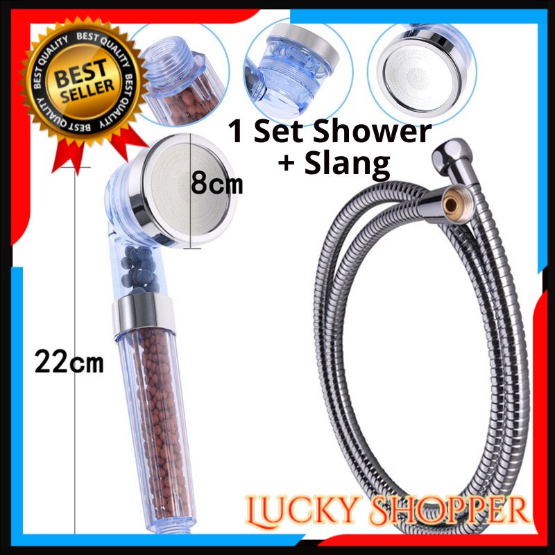 Shower Kamar Mandi Set Kepala Shower Filter Aerator + Selang Perlengkapan Kamar Mandi