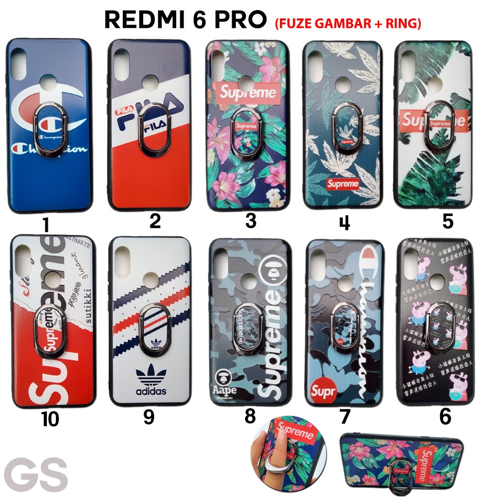 Case REDMI  6 PRO = A2 LITE PLUS Ring Standing Bahan Metal  Casing Hardcase cowok