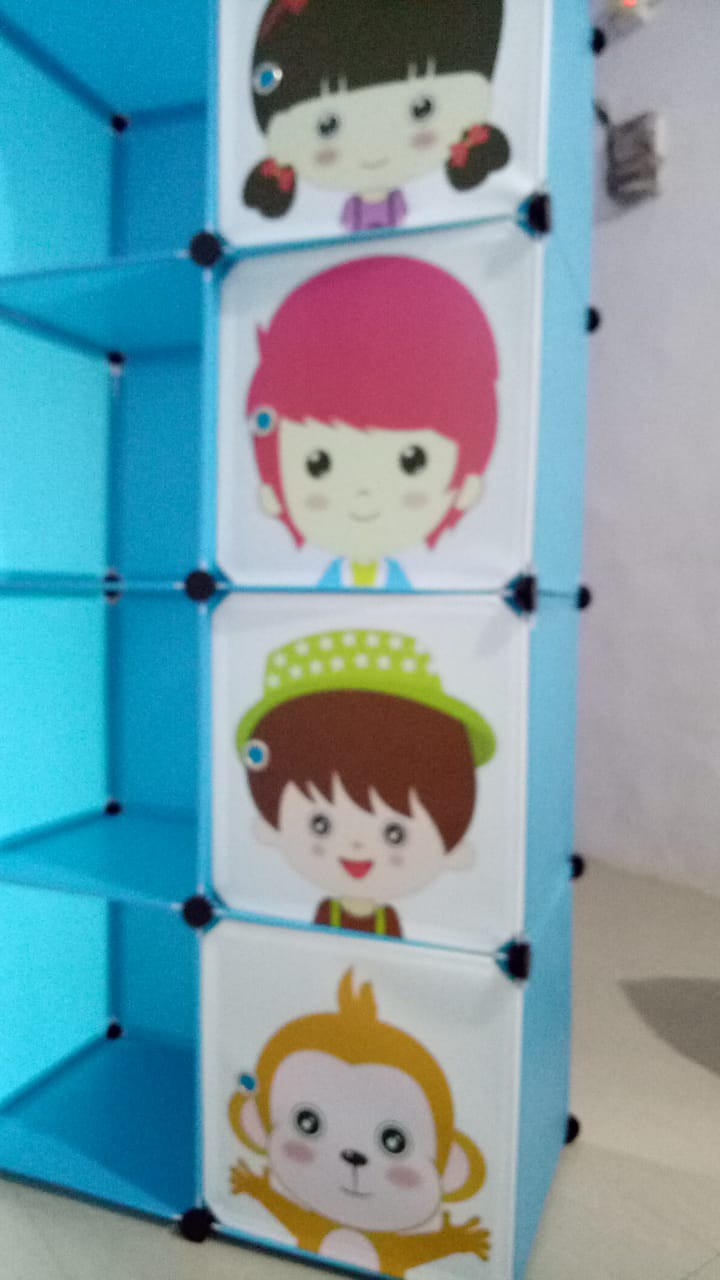 Lemari Pakaian Plastik Rak Serbaguna Susun Lemari Baju Anak 8 Pintu/kotak