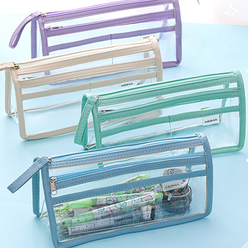 Tempat Pensil Multi Layer Bahan PVC Transparan Anti Air Kapasitas Besar