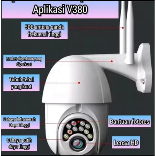 cctv wifi wireless mini ptz v380 full hd 1080 double light ir dan led