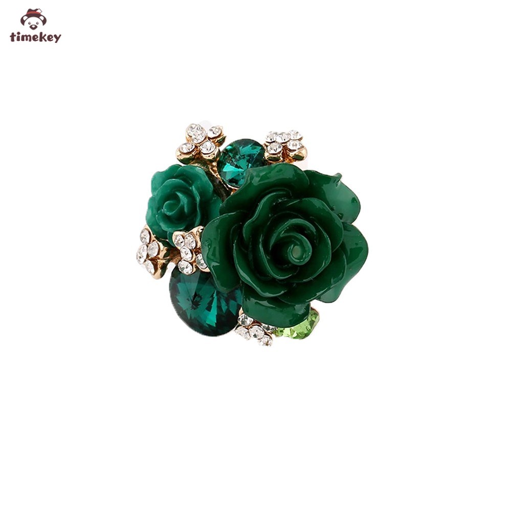 【TK】Luxury Crystal Resin Rhinestones Ball Zircon Flowers Ring Fashion Women Statement Jewelry Gifts Ring Size Adjustable