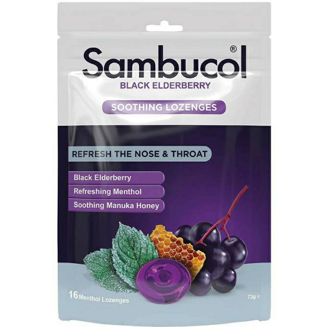 

Sambucol Soothing Lozange Honey - Menthol 16Lozenge Permen Tenggorokanb - Menthol