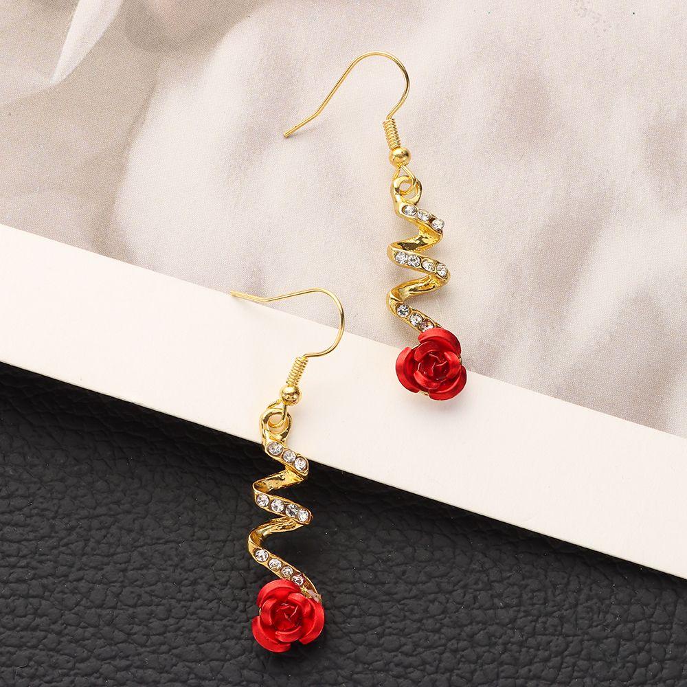 Nanas Mawar Menjuntai Anting Hadiah Baru Temperamen Tindik Hari Valentine Wanita Perhiasan