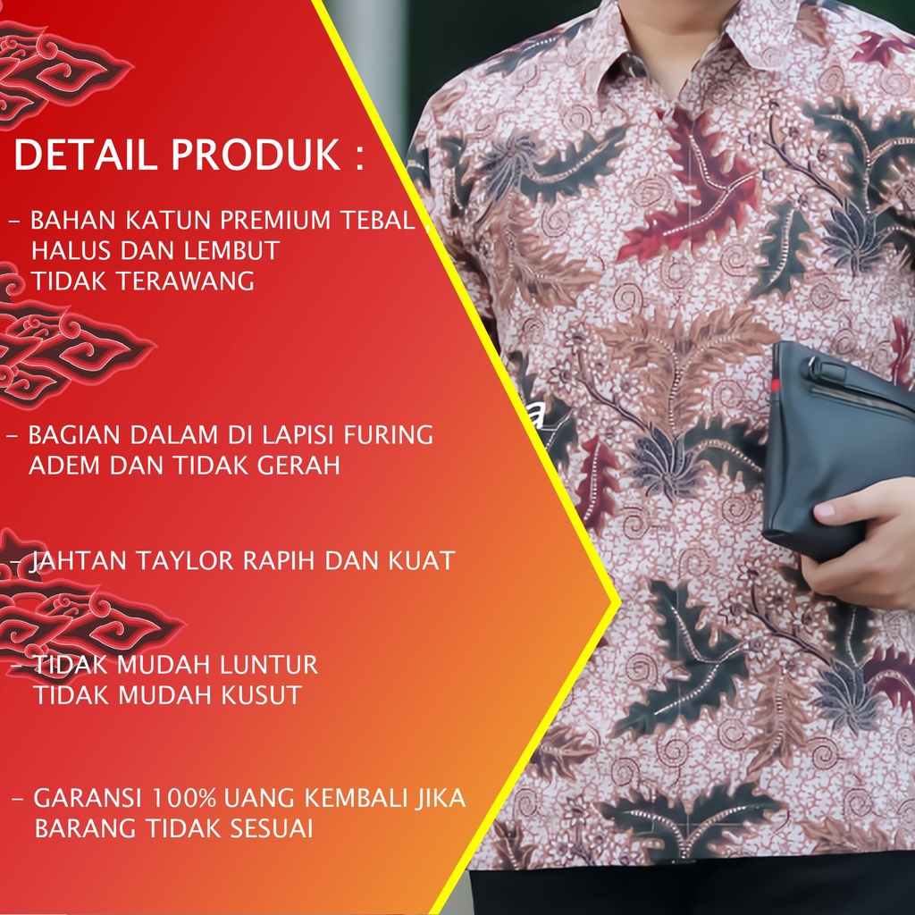 KEMEJA BATIK PRIA PREMIUM LENGAN PANJANG REGULAR BATIK ALUNA PCW 025