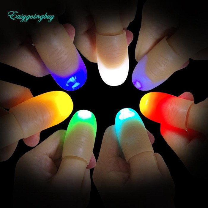 Properti Trik Sulap Mainan Jari Jempol Lampu LED Menyala  2pc