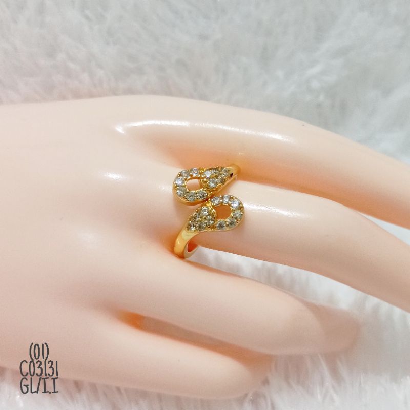 Cincin fashion rhodium zircon Gold C03131