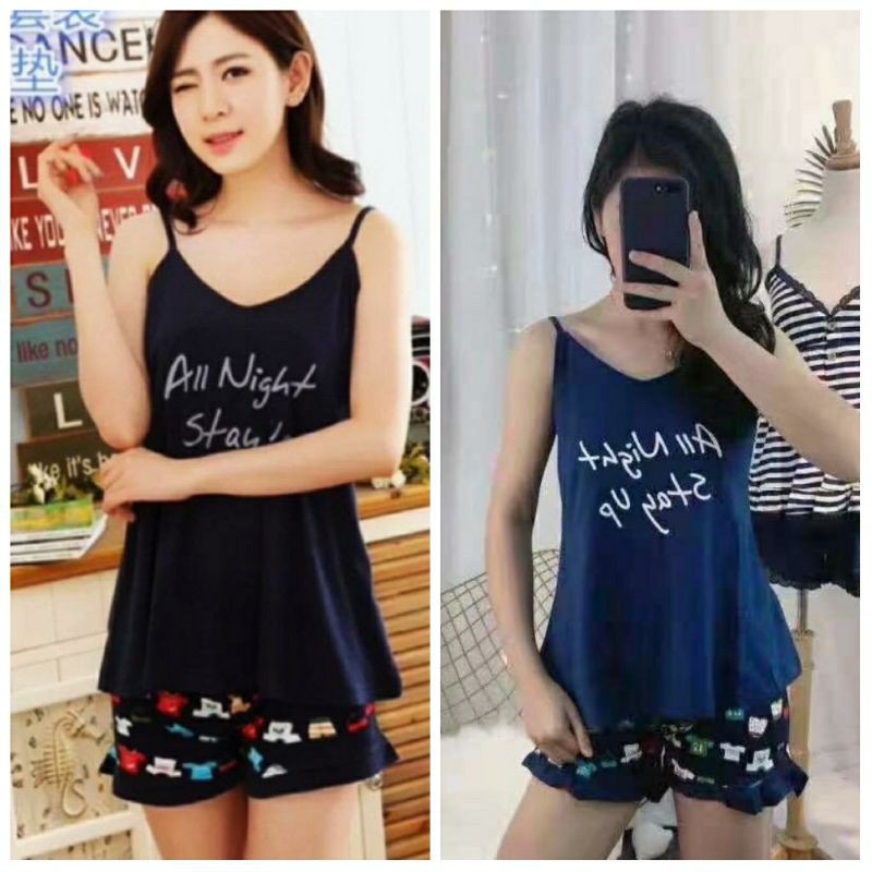 KZ_ Setelan piyama Tank bra kensi hp import / Set hp sleepwear Tank top import terbaru / baju tidur hp kensi bra wanita terkini