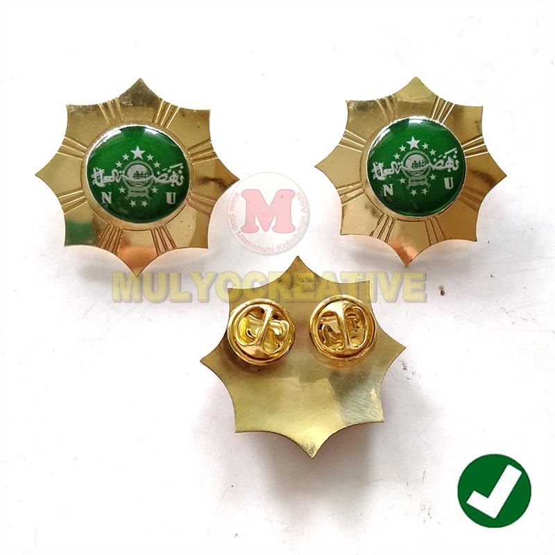 Lencana Pin Logo NU Model Bintang Pin NU Bahan Kuningan Murah