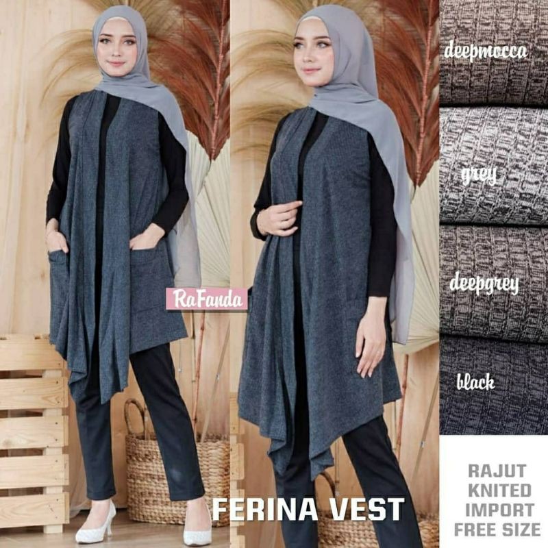 Ferina Vest, VEST/OUTER RAJUT WANITA SUPER CANTIK BAHAN RAJUT IMPORT LD 100-110 TERMURAH TERLARIS OOTD