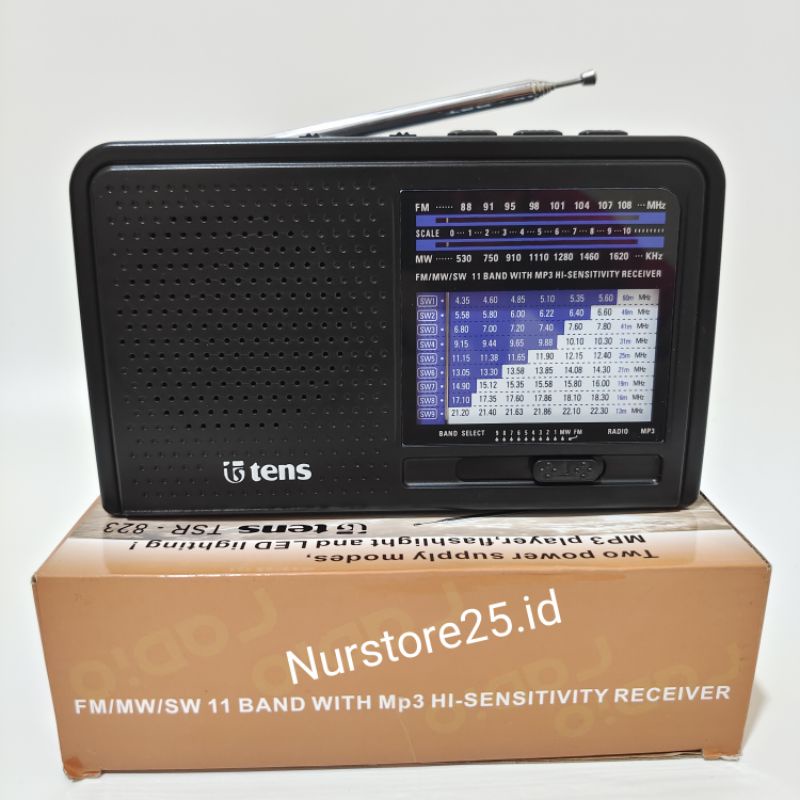 RADIO TENS 11 BAND  FM/MW/SW TRS-823 AC/DC MICRO SD/USB MP3 HI-SENSITIVITY RECEIVER/RADIO PORTABLE T