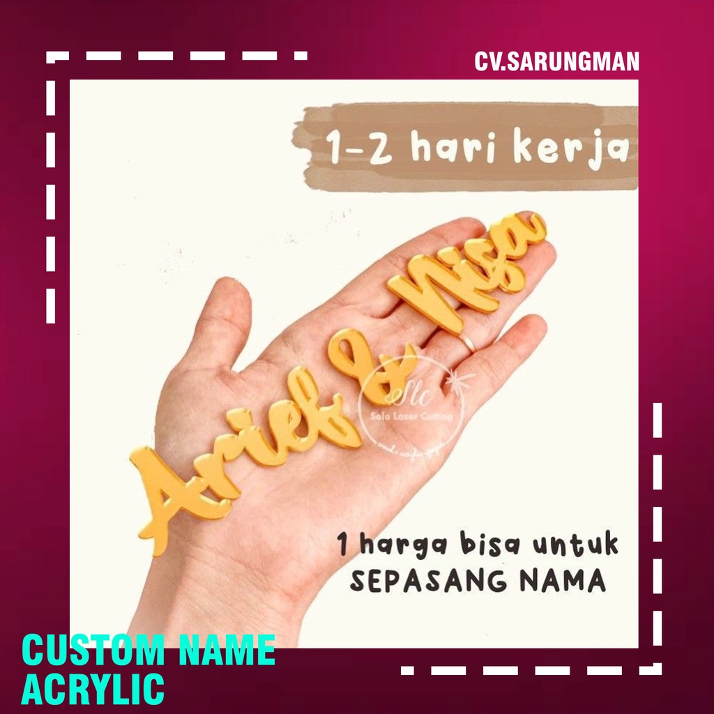 

CUSTOM nama gold Acrylic Mahar//CUSTOM name gold Acrylic Mahar