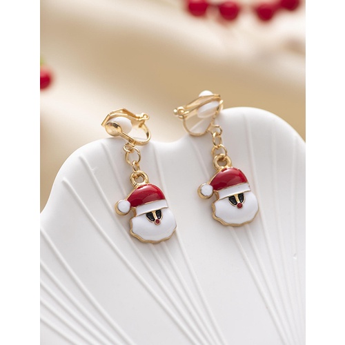 LRC Anting Jepit Fashion Twenty Two# Christmas Snowman Bells Elk Gift Box Ear Clips Q33952 (PART2)