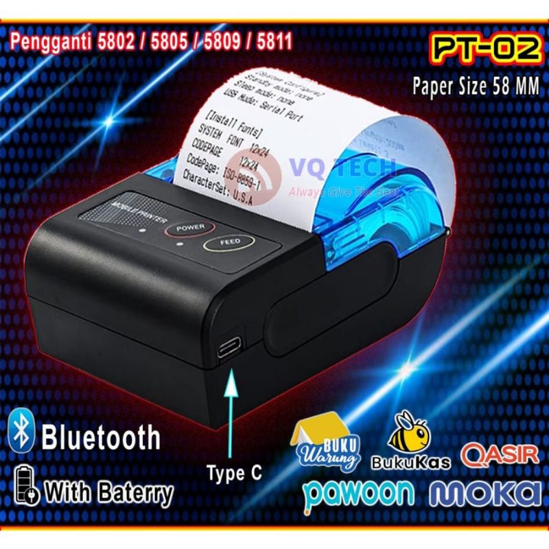 Printer Blutut Bluetooth USB Mini Thermal Portable Alat Masin Print Bisa Cetak Resi zijang - 5811