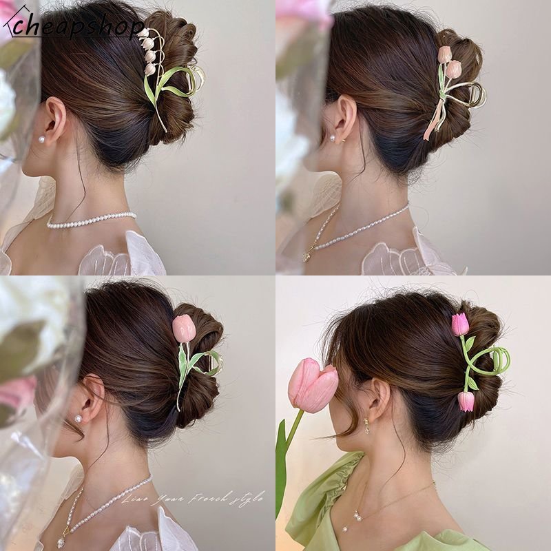 IFYOU Jepit Rambut Bentuk Hati Tulip Bahan Alloy Gaya Vintage Korea Untuk Wanita