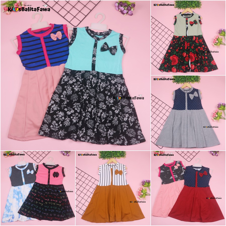 Dress Bilqis uk 4-5 Tahun / Dres Yukensi Murah Grosir Baju Anak Perempuan Harian Gaun Pesta Import