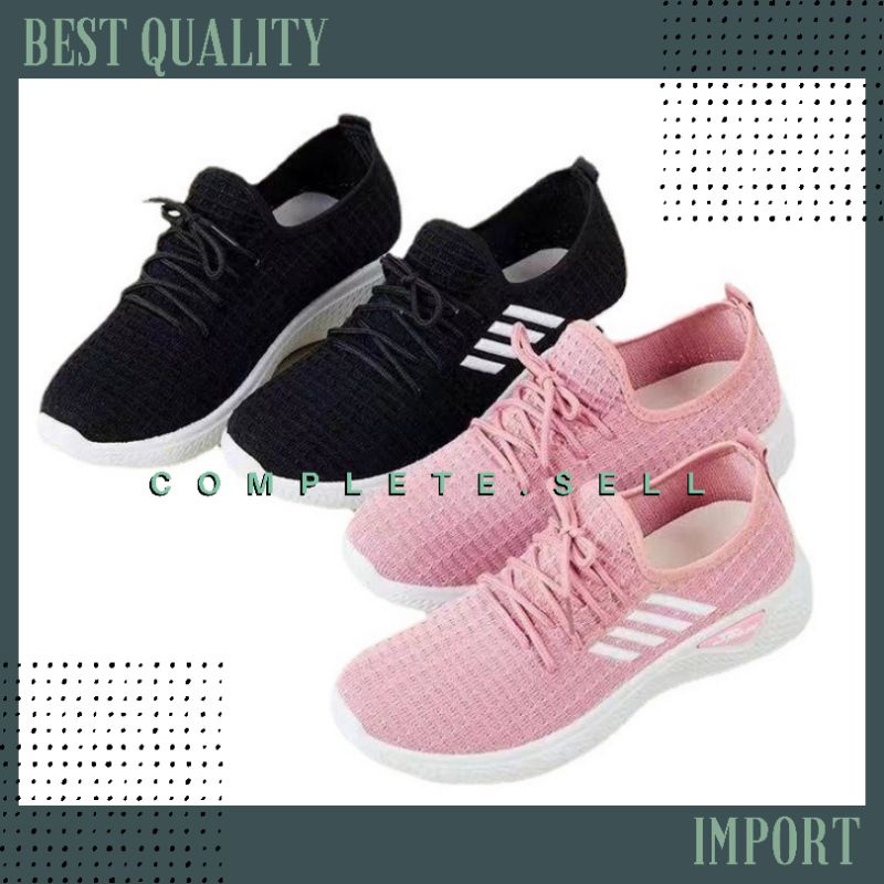 Sepatu Sneaker Korea Bergaris Premium | Sepatu Sneaker Wanita Garis Korea | Sepatu Korea | Sepatu Wa