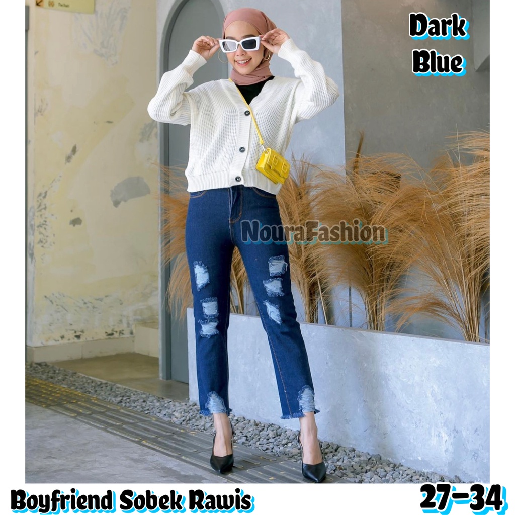 FOLKY BOYFRIEND RIPPED JEANS / BOYFRIEND JEANS SOBEK RAWIS / BOYFRIEND SOBEK LAPIS