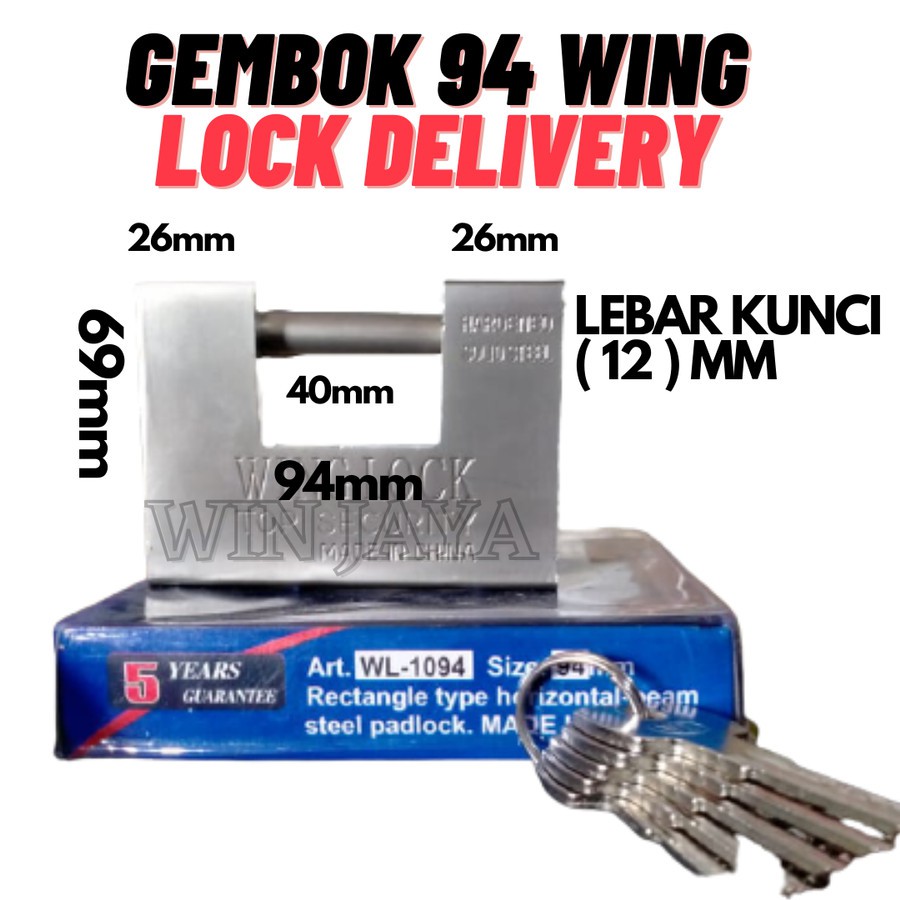 GEMBOK PAGAR WING LOCK 94 MM GEMBOK PANSER KOTAK ANTI MALING