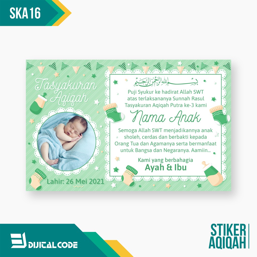 

SKA16 Stiker Label Syukuran Aqiqah Kelahiran Anak